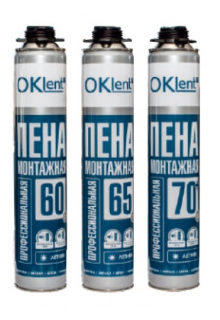Пена монтажная профессиональная Oklent 65 летняя, 16х860 гр.